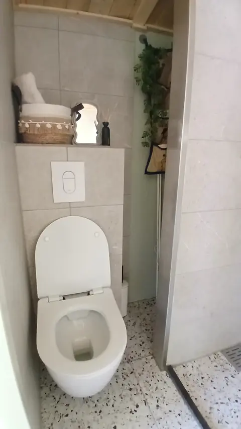 Toilet in de badkamer van De Appel
